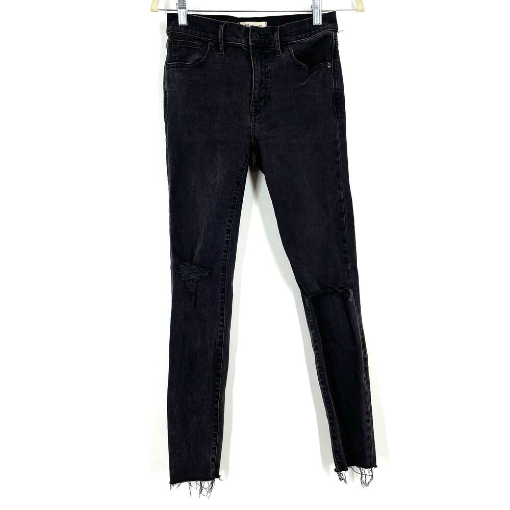 Madewell High Riser Skinny Skinny Jeans Size 27 Black Distressed Crop Ankle